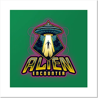Colorful Alien Encounter Products Posters and Art